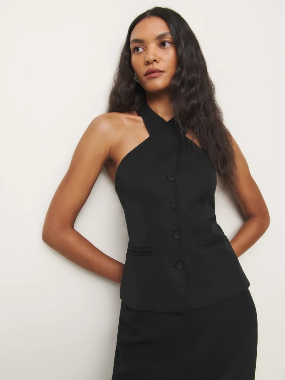 Reformation Tate Black Halter Top